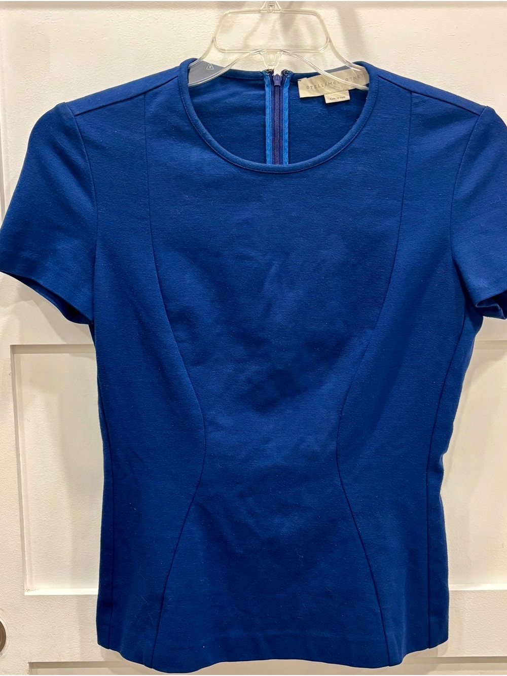 Stella McCartney Royal Blue Short Sleeve Fitted Top Made in Italy